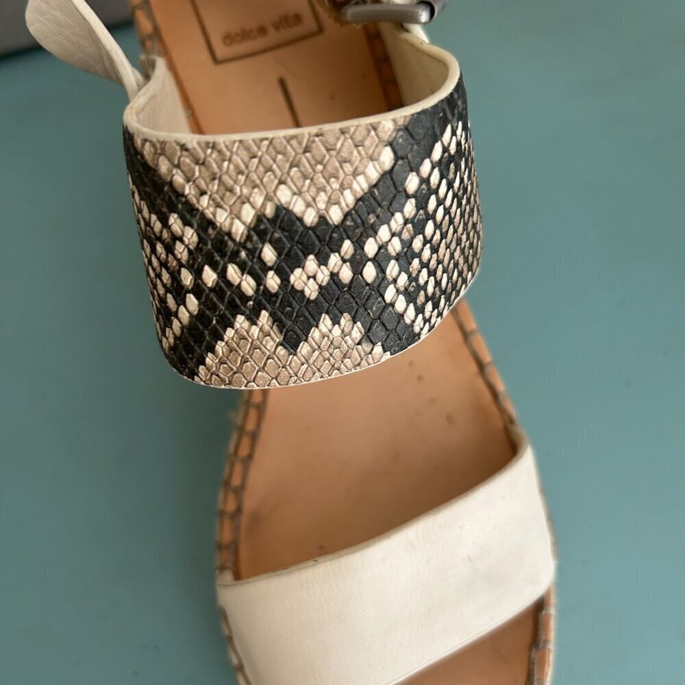 Dolce Vita Spiro Espradrille Wedge Sandal Size 8 Snakeskin Sandal 100% Leather - Picture 5 of 10